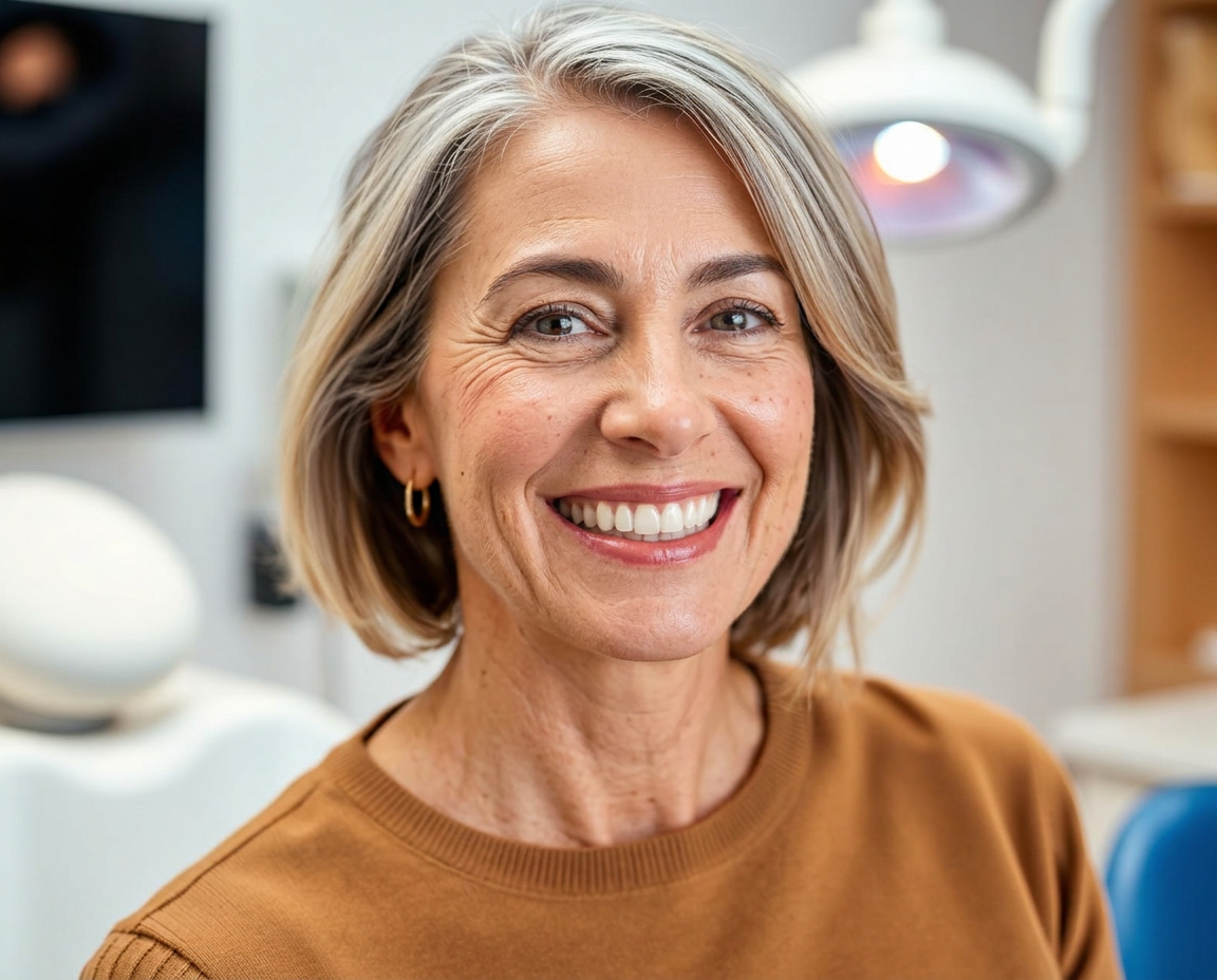 Confident patient smiling after All-in-One dental implant treatment